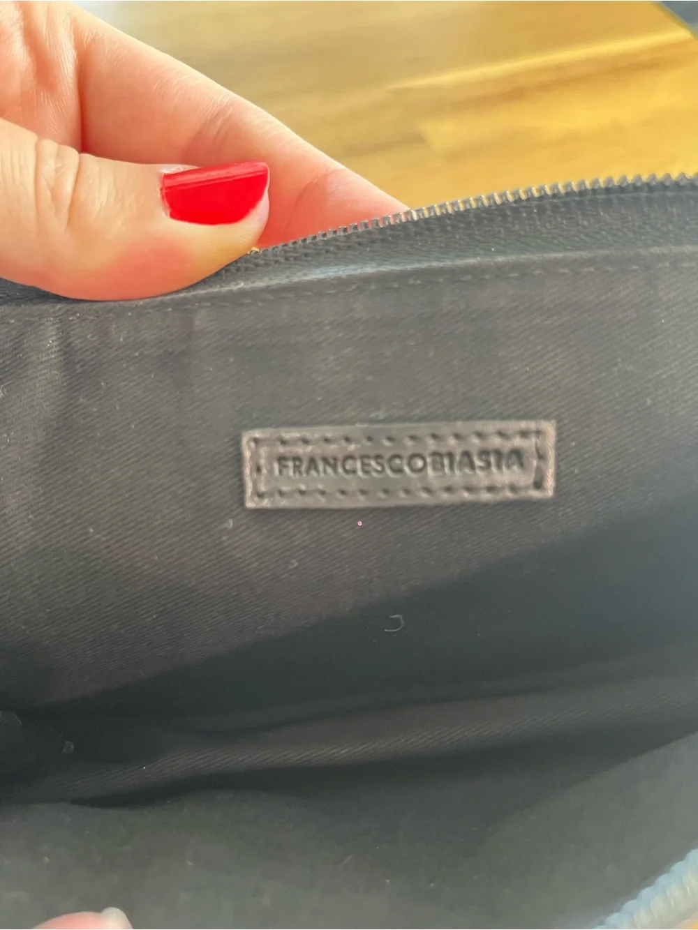Francesco Biasia Leather Wristlet Clutch - Black